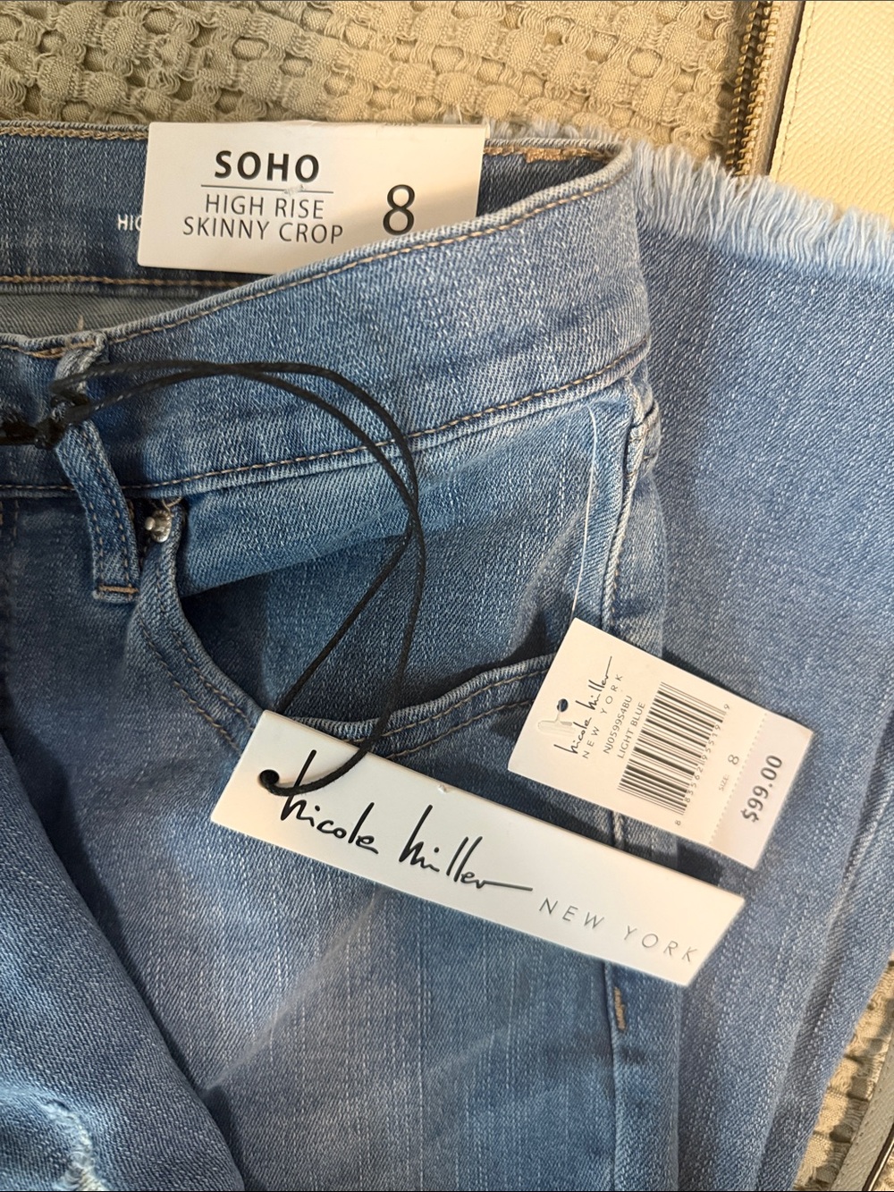 Nicole Miller SOHO High Rise Skinny Crop Distressed Jeans